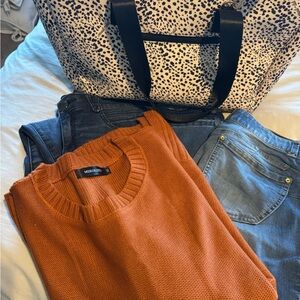 Orange Sweater and Denim Jeans Set